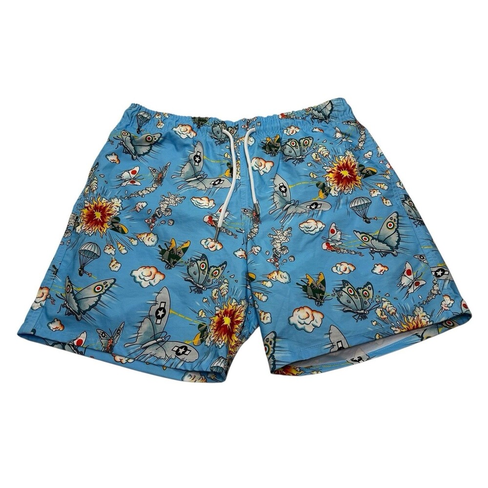 Men's Culprit Removable Lining Swim Trunks Battleflies Size Large Blue
